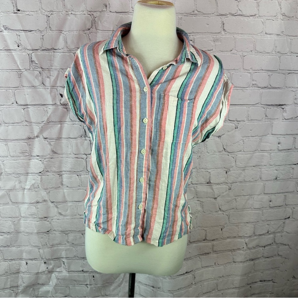Orvis Multicolor Striped Button-Down Shirt womens XS outdoor gorpcore summer